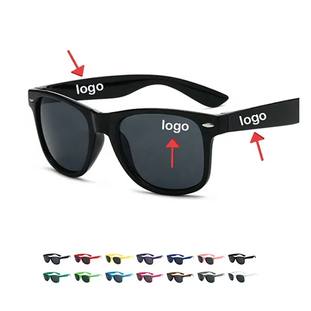 קידום מכירות זול פלסטיק מותאם אישית לוגו מותג פרטי Uv400 משקפי שמש גברים נשים גווני שמש משקפיים לחתונה מסיבת מתנות