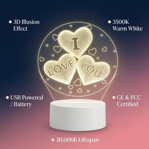 Nouvelle Lampe LED de Noël 3D Illusion Créative en Acrylique avec Photo Personnalisée, Base de Table/Bureau, Décoration Chambre Enfant, Veilleuse LOVE - Product Image 6