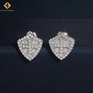 Factory Wholesale Price Hip Hop Men's Shield <b>Stud</b> Earrings S925 Sterling <b>Silver</b> Jewelry Luxury Women's Party Cross Earrings - Product Image 1
