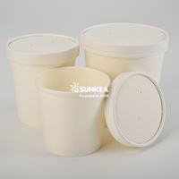 Bols en papier pour soupe en fibre blanche biodégradable de 8 oz, 12 oz et 16 oz