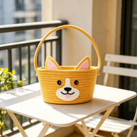 Panier de rangement multifonctionnel en coton tressé motif ours mignon, écologique, moderne et simple, idéal pour le salon ou comme panier cadeau
