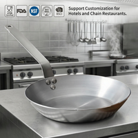 Sartén de acero al carbono de 3,0mm de espesor, compatible con inducción y Gas, sartén de Chef profesional de 20-30cm para Hotel/Restaurante