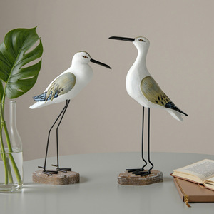 Sculpture d'oiseaux marins en bois, 2 pièces, décoration de maison côtière, ornement, cadeau - Product Image 2