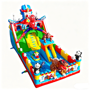 Castillo Inflable Grande con Tobogán, Temática de Dinosaurios Superhéroes, de PVC, para Niños, de Grado Comercial, para Juegos al Aire Libre - Product Image 1
