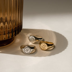 Custom18k Chapado en oro Chunky Celestial Signet Celestial Moon Star Travel Anillo de joyería de acero inoxidable para el <span class=keywords><strong>mejor</strong></span> <span class=keywords><strong>amigo</strong></span> - Product Image 4