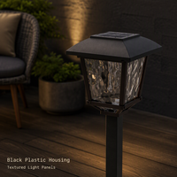 Lampe solaire d'extérieur à piquet pour jardin, en plastique noir, LED, pour allée, pelouse, 10LM 3000K avec batterie 700mAh