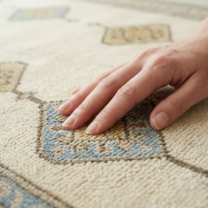 Elegant Boho Geometric <b>Natural</b> Wool <b>Rug</b> with Vintage Inspired Design for Bedroom Hallway Designer Interiors Boutique Hotels - Product Image 4