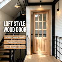 Solid Fir Solid Wood Glass Swing Door Natural Timber for Study Room Interior Partition