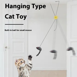 Geri çekilebilir asılı kapı fare alay kedi oyuncak <span class=keywords><strong>Pet</strong></span> interaktif hareket oyuncaklar üçgen tasarım kaymaz kauçuk güçlü kavrama ile - Product Image 5