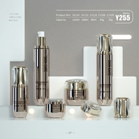 Lot de Bouteilles et Pots Cosmétiques Vides Haut de Gamme en Verre Doré Miroir pour Soins de la Peau – 30g, 50g, 40ml, 100ml, 120ml – en Plastique – Vente en Gros