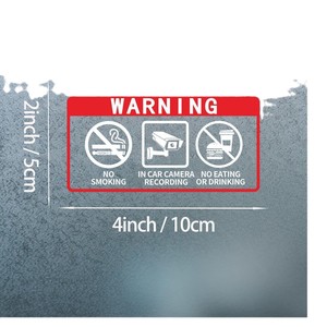 Pegatina de Vinilo para Coche, Advertencia de Prohibido Fumar, Grabación con Cámara, Prohibido Comer y Beber, Adhesivo Rectangular Autoadhesivo de 4x2 Pulgadas - Product Image 3