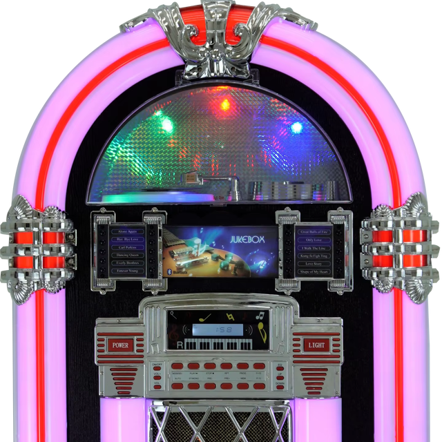Vintage American Bar-style Digital Jukebox with LED Light and bluetooth cd MP3 Flash Drive USB SD Card Audio Player