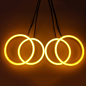 Populaire 80MM Full Circle <span class=keywords><strong>Halo</strong></span> Anneaux Blanc Et Ambre Double Couleur Angel Eye Led 4 Anneaux Pour BMW Dodge - Product Image 1
