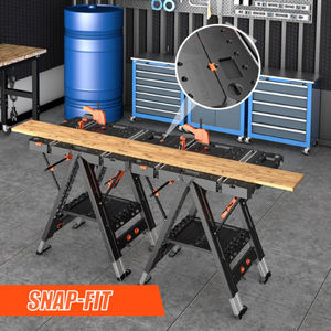 Folding Workbench <b>Table</b> With <b>Clamping</b> Handles Tool Tray 300kg Capacity Industrial Style 1200x900x400mm - Product Image 3