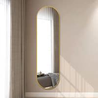 Miroir mural ovale pleine longueur Wosen, cadre en métal noir fin, forme capsule, du sol au plafond, pour salon, entrée, décoration personnalisée