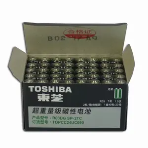 TOSHIBA-Batería de carbono y Zinc de alta calidad, pila seca primaria, capacidad Nominal de 35 minutos, 1,5 V AAA