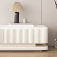 Ensemble meuble TV et table basse modernes et durables avec cadre en bois et plateau en dalle de roche blanche pour salon