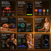 Bracelet Connecté Sans Écran avec Capteur ECG HRV, Suivi de Santé, Moniteur Sportif Quotidien, OEM ODM Personnalisable en Usine