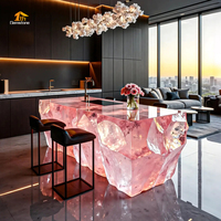Comptoir de bar en résine époxy translucide avec éclairage LED de luxe, cristal onyx, pour bar, centre commercial, hôtel, discothèques