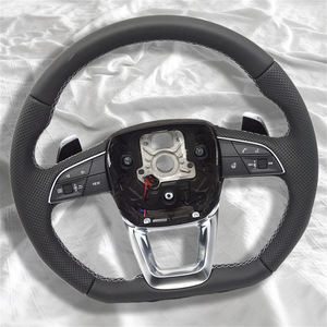 พวงมาลัยสำหรับรถ <span class=keywords><strong>Audi</strong></span> Q5 Fy Q7 4เมตร, พวงมาลัยพื้นแบนแบบมีรูพรุนทำจากหนังสีดำ Q8พร้อมแป้นพายและกระดุมอุปกรณ์เสริมสำหรับรถยนต์ - Product Image 4