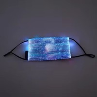 Masque LED rechargeable lumineux bleu scintillant à plis plats pour soirées et clubs