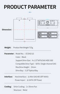 Tray-ít <span class=keywords><strong>4</strong></span>-bay 2.5 "<span class=keywords><strong>SATA</strong></span>/SAS SSD/HDD bao vây cho 5.25" bay minisas HD (SFF-8643) kết nối - Product Image 3
