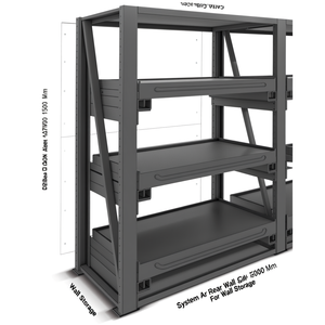 Fami System Ar Rear <b>Wall</b> <b>Shelf</b> 1050x1500 Mm Dark Grey Ral7000 For <b>Wall</b> Storage - Product Image 3