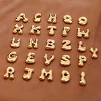 Bijoux de mode femmes Mini Petite Petite Bulle Plaqué Or en Acier Inoxydable Petit Alphabet Puffy Lettre Initiale Pendentif collier
