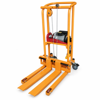 Chariot élévateur à palettes électrique compact avec fourches en acier, élévateur de matériaux portable pour entrepôt et atelier