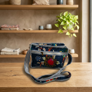 Nouveau sac bandoulière d'été ethnique bohème en coton pour femme, à fermeture éclair, imprimé au bloc, avec une seule sangle - Product Image 2