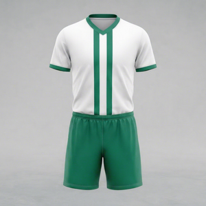 Conjunto de Camiseta de Fútbol a Rayas Blancas y Verdes para Hombre, Manga Corta, Cuello en V, Uniforme Transpirable de Poliéster, Corte Regular, Talla Adulto - Product Image 1