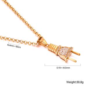 Collar para Hombre, Tipo Joyería, Chapado en Oro, con Colgante y Cristal - Product Image 2