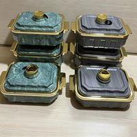 Magnifique chauffe-plats à motif marbré, ensemble de 3 casseroles isothermes en acier inoxydable de 4L, 5L et 6L, grande capacité, pour fêtes de famille