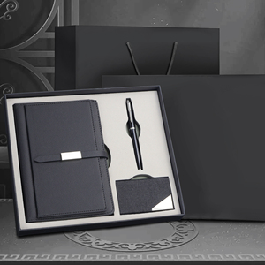 <span class=keywords><strong>2026</strong></span>年定制徽标新款日记本PU皮革笔记本礼品套装带名片盒和金属笔 - Product Image 3