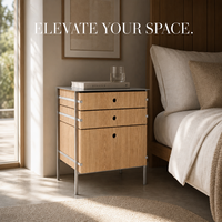 Armoire à tiroirs en bois massif et acier inoxydable Bauhaus, armoire de rangement de grande capacité pour salon, table d'appoint pour canapé, table de chevet pour chambre à coucher