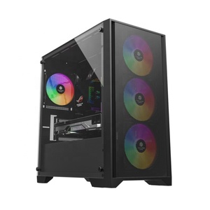 Boîtier PC MicroATX de haute qualité, format <span class=keywords><strong>tour</strong></span> moyenne, avec panneau en maille métallique et fenêtre latérale pour <span class=keywords><strong>ordinateur</strong></span> de jeu préassemblé - Product Image 1