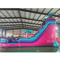 Toboggan aquatique gonflable couleur vive avec grande piscine, toboggan aquatique à une voie pour enfants, idéal pour les fêtes d'été, structure aquatique gonflable