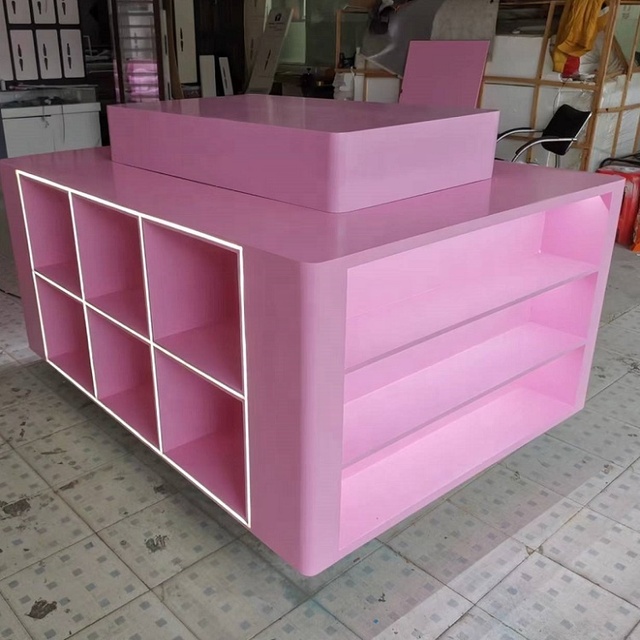 Island Display Cabinet Shop Furniture  with Unique Design and Lighting  Perfect for Store and Supermarket