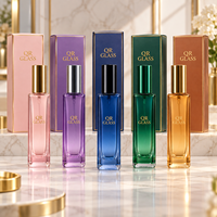Flacon pulvérisateur d'huile de parfum portable vide, emballage rond ou carré en verre transparent avec logo
