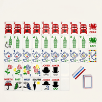 Mahjong de luxe moderne américain, thème Bus à deux étages de Londres, pour 4 joueurs, en acrylique blanc, avec motifs de ligne rouge et Dragon Gallois, Entertainment