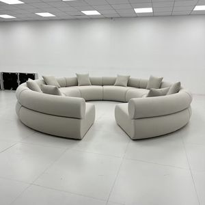 Set di Divani Cinesi Moderni, <span class=keywords><strong>Divano</strong></span> Circolare in Tessuto <span class=keywords><strong>Grigio</strong></span>, Arredamento per Soggiorno, <span class=keywords><strong>Divano</strong></span> Rotondo per Interni - Product Image 3