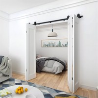 Herrajes para Puerta Plegable Industrial de Alta Calidad AAG, de 4 Puertas, en Forma de J, de Acero con Recubrimiento de Polvo Negro, para MDF/Madera Maciza, Garantía de 4 Años