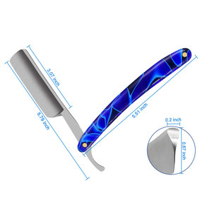 Navaja de Barbero Plegable de Acero Inoxidable con Mango Personalizado con Recubrimiento de Color, Herramienta de Afeitado de Una Sola Cuchilla para Cara y Cuerpo - Product Image 3