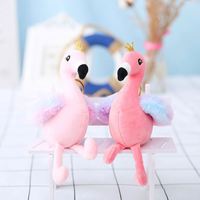 Vente en gros de poupées en peluche flamant rose porte-clés oiseaux souvenir pendentif de petite taille jouets en peluche dessin animé porte-clés flamant rose