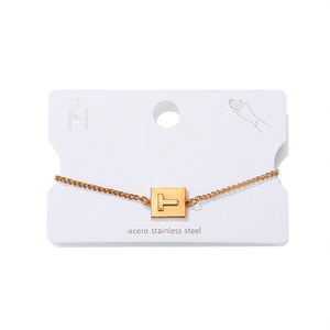 Bracciale in Acciaio Inossidabile con Ciondolo a Forma di Lettera T 12x14cm, Gioiello alla Moda con Catena - Product Image 1