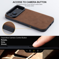 Étui en cuir de vachette véritable OEM&ODM directement de l'usine Trogonic pour iPhone 18 Pro Max avec anneau magnétique intégré