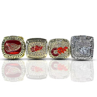 Bijoux sportifs chrétiens de haute qualité, best-sellers, collection de bagues de championnat en alliage pour hommes de l'équipe Detroit Red Wings, lot de 4 pièces