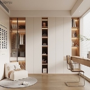 Armoires de chambre à coucher sur mesure, modulaires, intégrées, de luxe, modernes, en bois, de style américain, avec un design de placard et une coiffeuse - Product Image 1