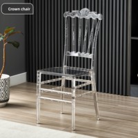 Chaise Napoléon en plastique PC Crystal pour hôtels, salles de banquet, mariages, auditoriums et activités extérieures, sans assemblage