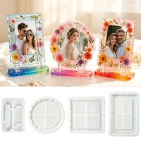 Moule en silicone personnalisé DM1403 pour cadre photo en résine époxy avec support, pour décoration intérieure, cadeau pour animaux de compagnie et famille